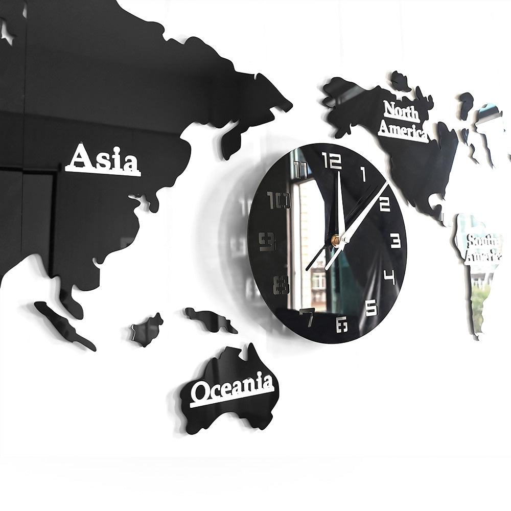 World Map Wall Clock Nordic Modern