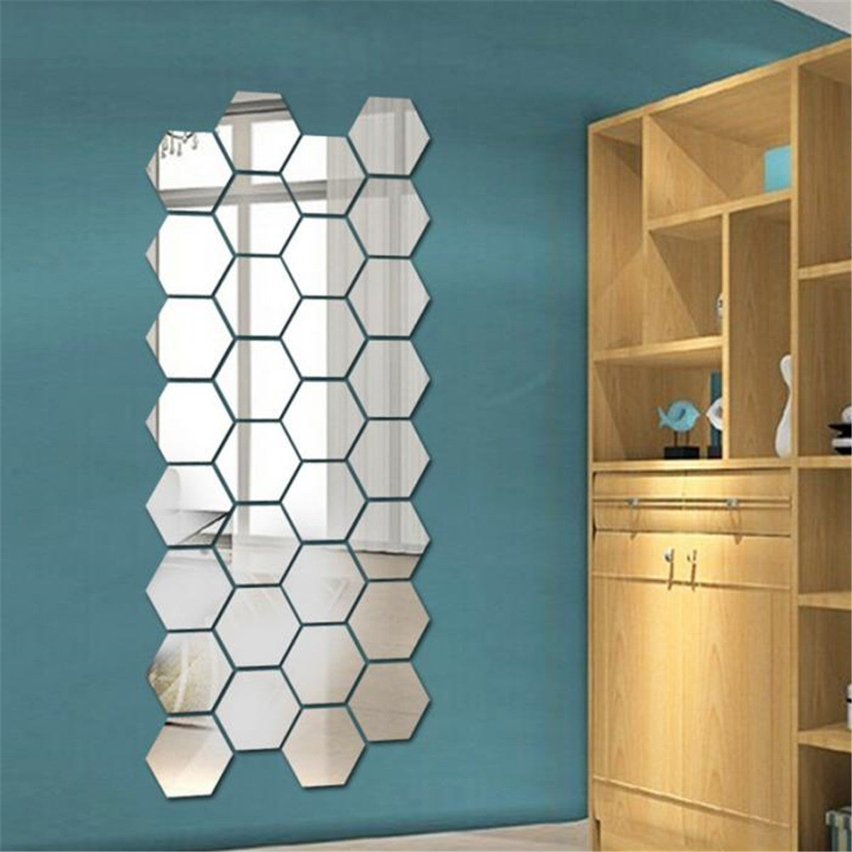 3D Wall Mirror Stickers Home Decor Hexagonal